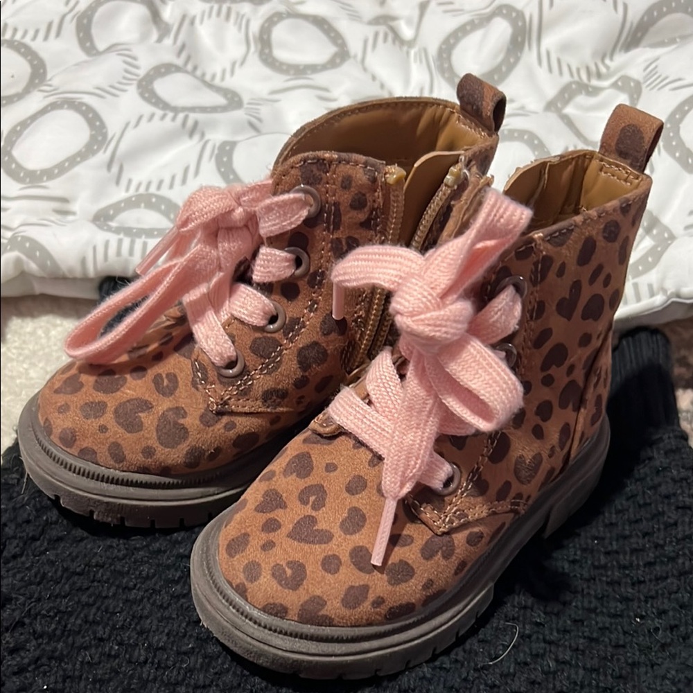 Cat & Jack Brown and Pink Leopard Print Boots